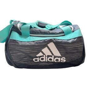 ADIDAS tote/gym bag, Medium sized; Teal & Gray; 3 pockets; gray